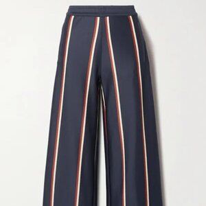 Tory Burch Striped Piqué Wide-Leg Pants - Blue size 8